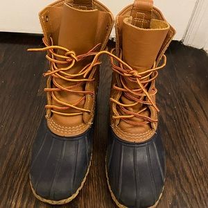 LL Bean Duck Boots Navy/ Tan Size Women’s 6